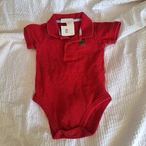 jumping beans red onesie 6 to 9 months dog on front